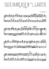 Téléchargez l'arrangement pour piano de la partition de Suite française N°5, Gavotte en PDF